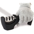 3-stage knife sharpener with cut-resistant glove