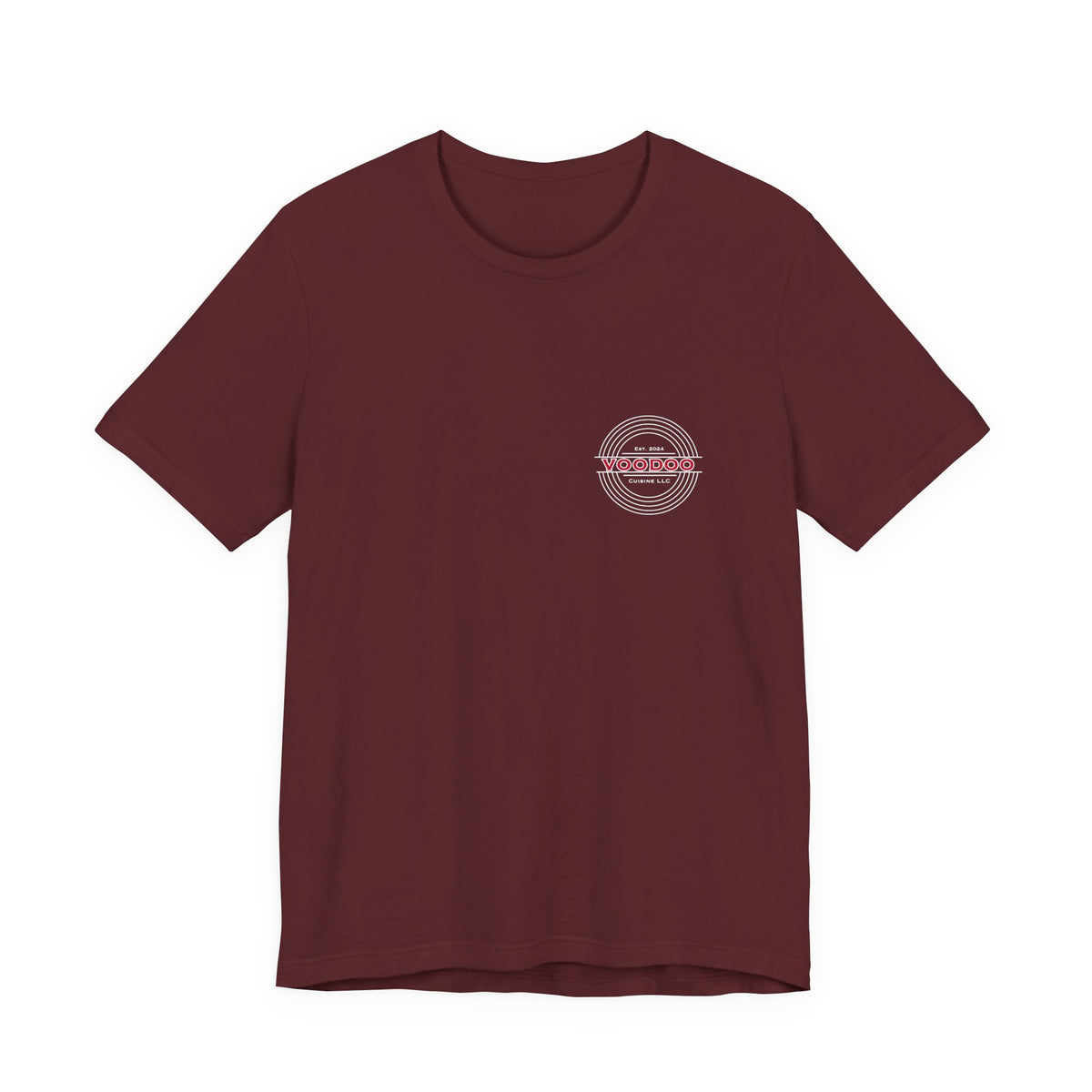 Voodoo Cuisine Everyday Tee — Left Chest Logo (Black / Navy / Forest / Maroon)