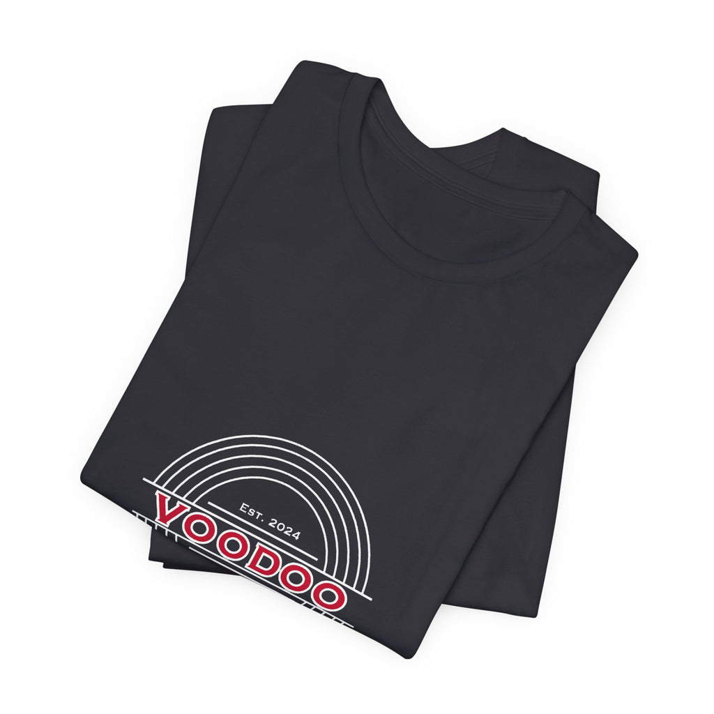Voodoo Cuisine Everyday Tee — Left Chest Logo (Navy / Dark Grey / Forest / Maroon)