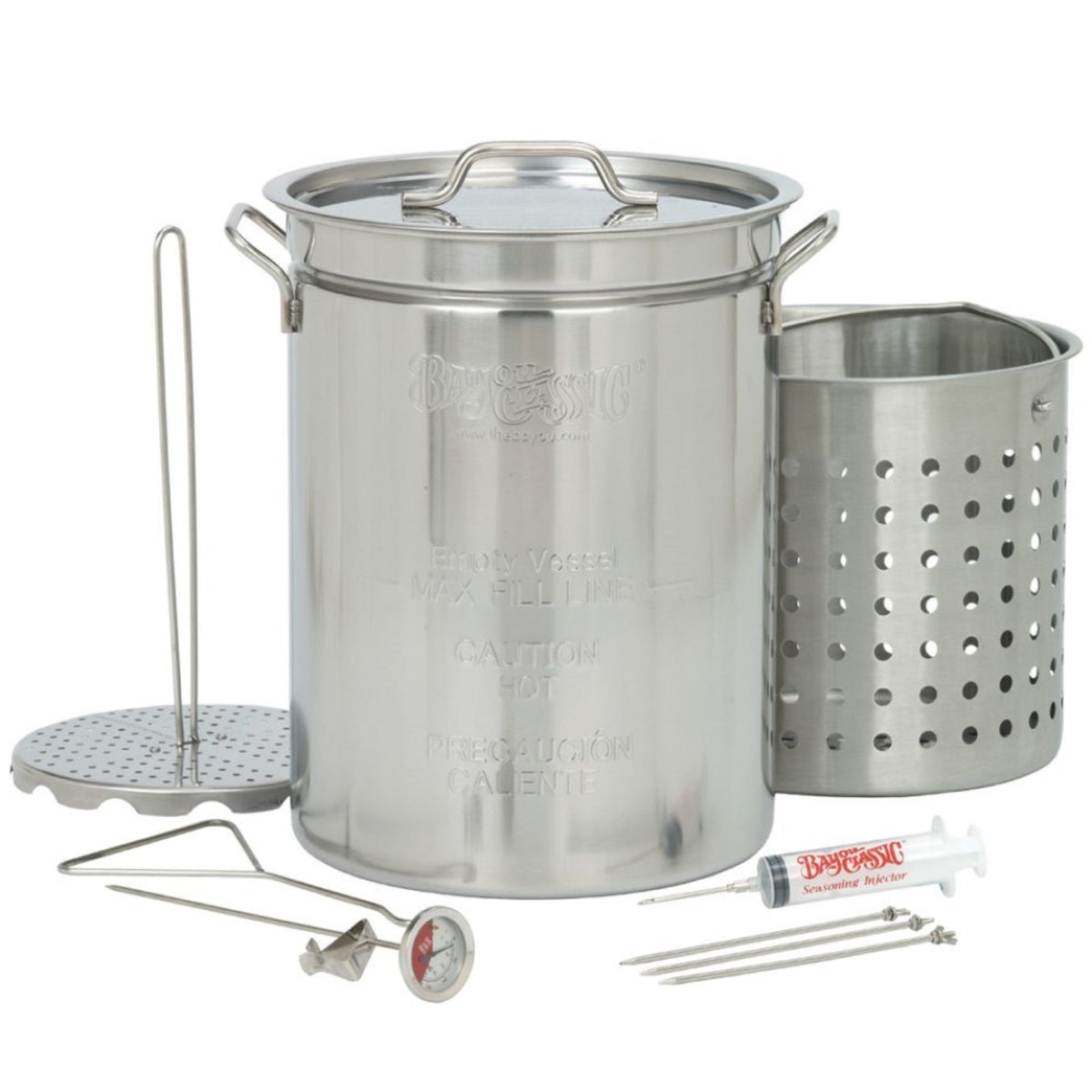 Stainless 30qt fryer and boil pot with cover and skimmer