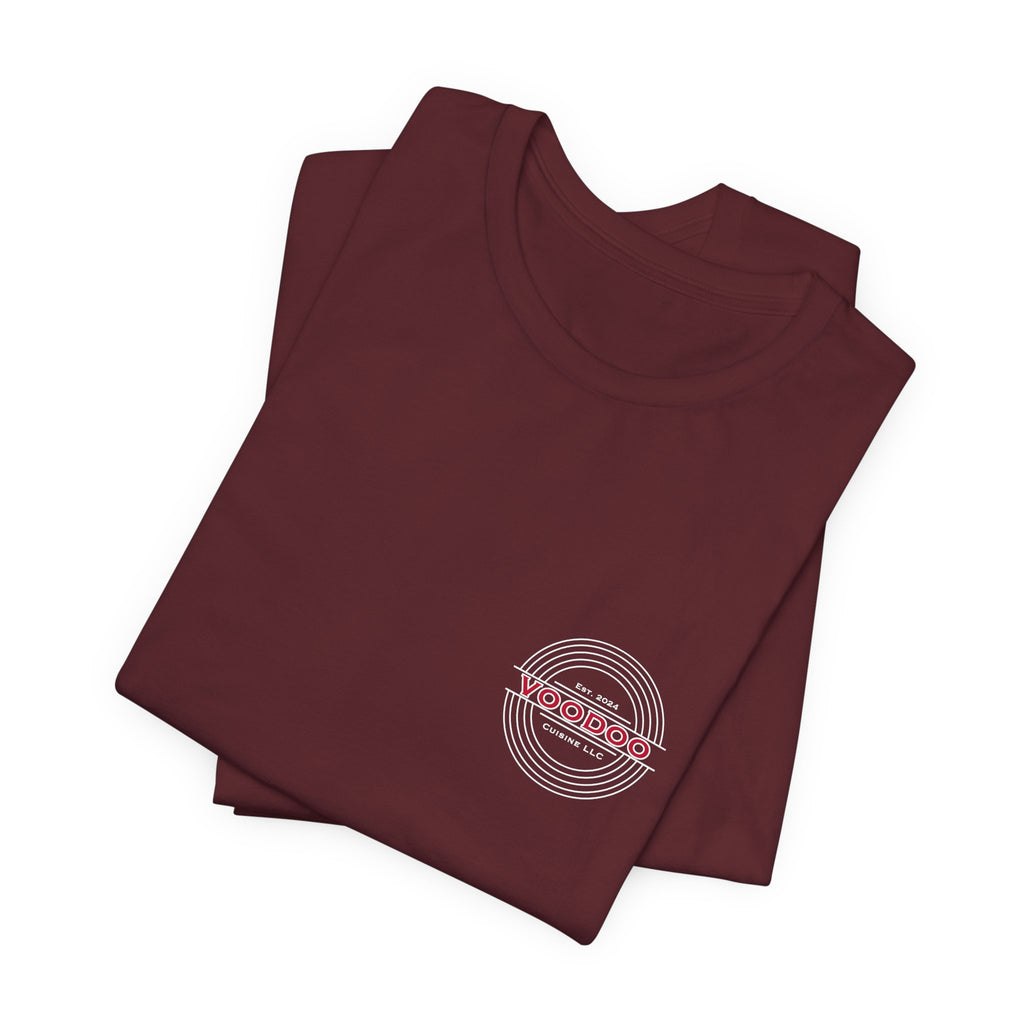 Voodoo Cuisine Everyday Tee — Left Chest Logo (Black / Navy / Forest / Maroon)