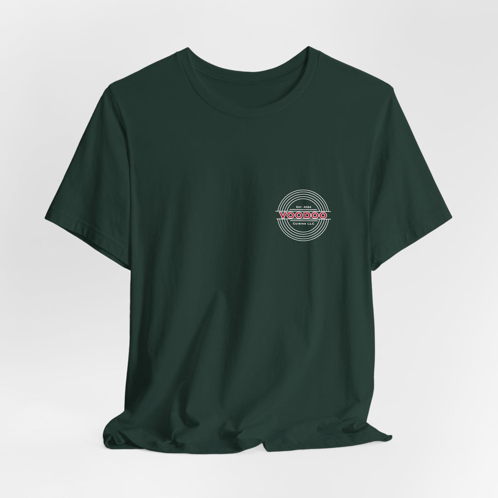 Voodoo Cuisine Everyday Tee — Left Chest Logo (Black / Navy / Forest / Maroon)