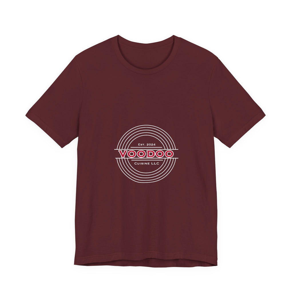 Voodoo Cuisine Everyday Tee — Left Chest Logo (Navy / Dark Grey / Forest / Maroon)