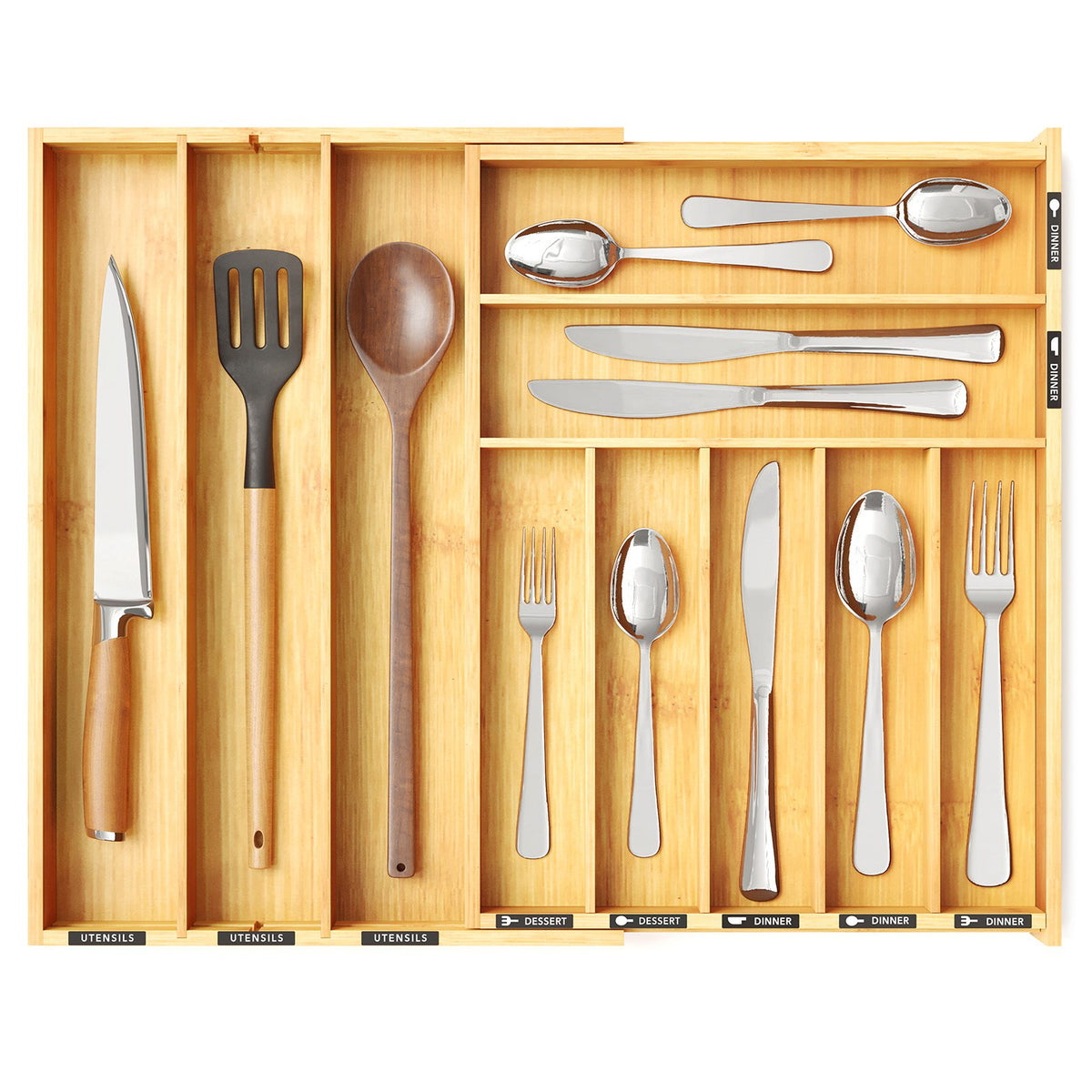 Expandable silverware drawer organizer
