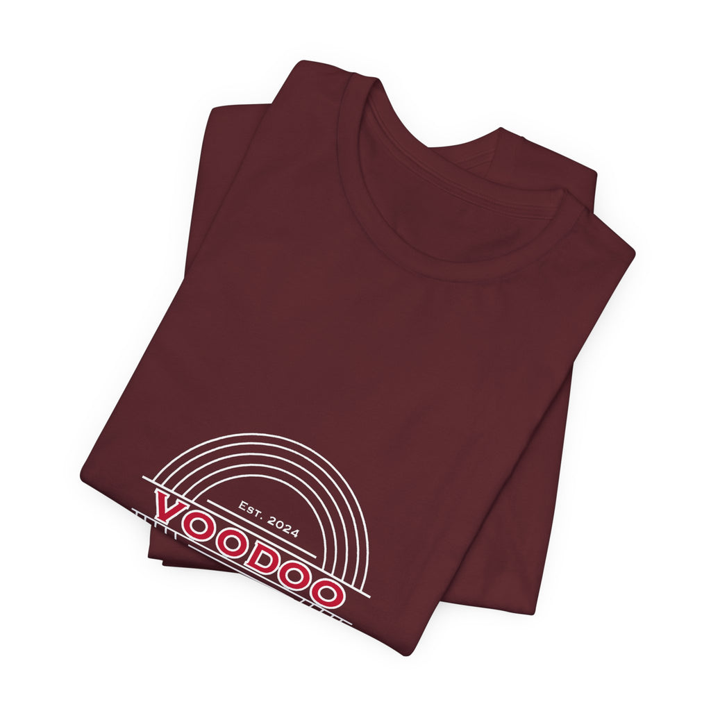 Voodoo Cuisine Everyday Tee — Left Chest Logo (Navy / Dark Grey / Forest / Maroon)