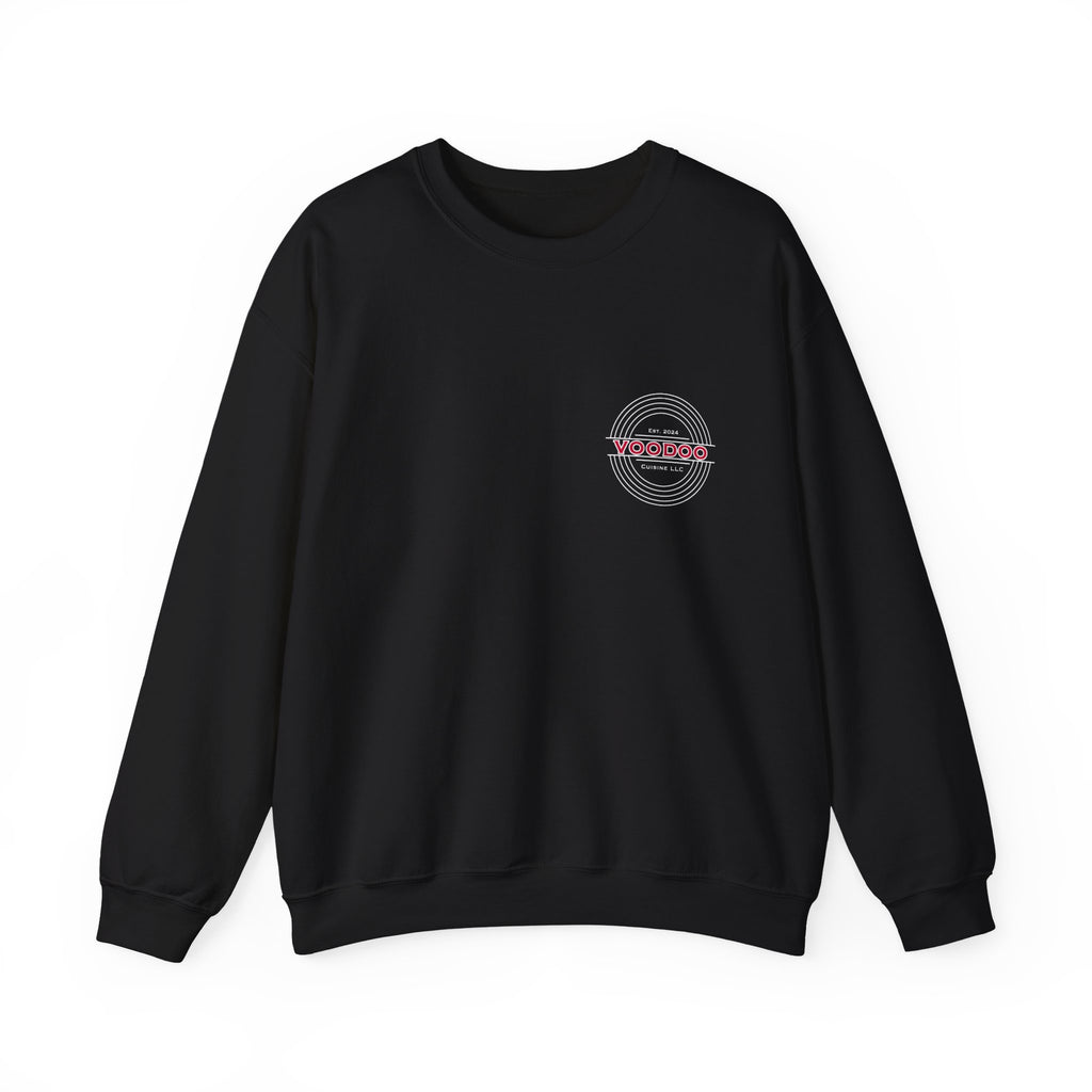 Voodoo Cuisine Everyday | Left-Chest A + Full-Back C Crewneck (Black)