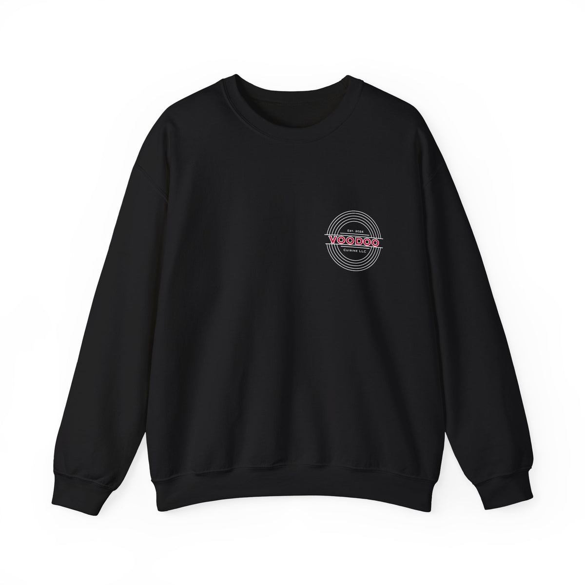 Voodoo Cuisine Everyday | Left-Chest A + Full-Back C Crewneck (Black)