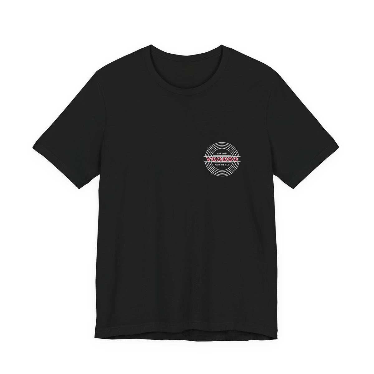 Voodoo Cuisine Everyday Tee — Left Chest Logo (Black / Navy / Forest / Maroon)