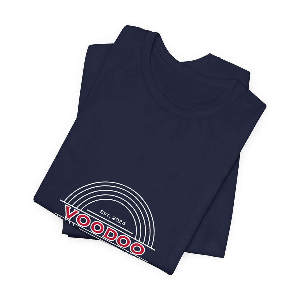 Voodoo Cuisine Everyday Tee — Left Chest Logo (Navy / Dark Grey / Forest / Maroon)