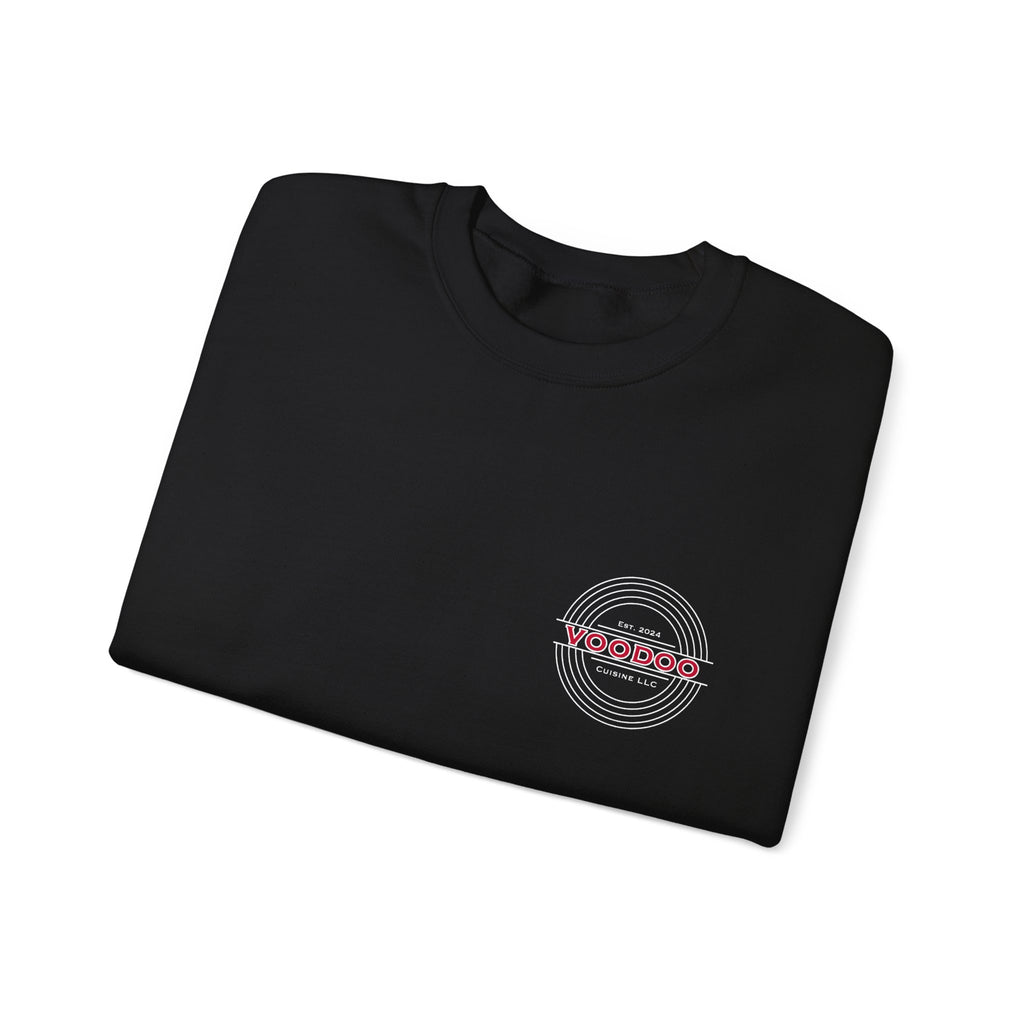 Voodoo Cuisine Everyday | Left-Chest A + Full-Back C Crewneck (Black)
