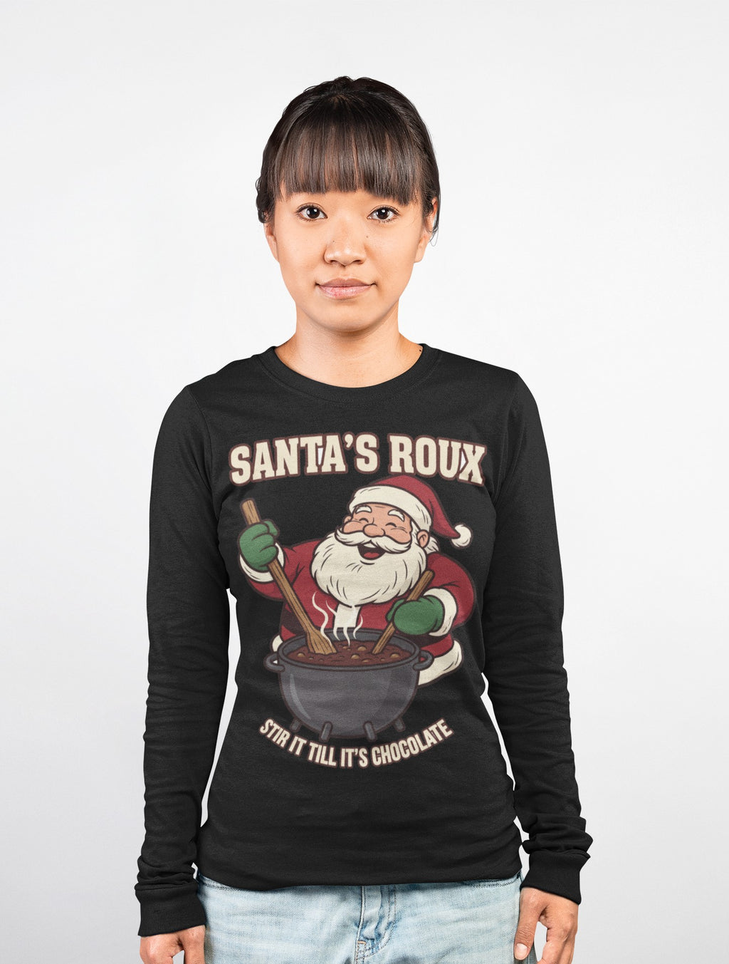 Christmas Long Sleeve Tee Santa's Roux Funny Cajun Cooking Graphic – Voodoo Cuisine