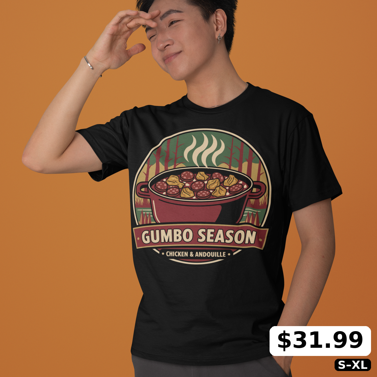 Gumbo T-Shirt Gumbo Season Chicken & Andouille Cajun Foodie Tee – Voodoo Cuisine