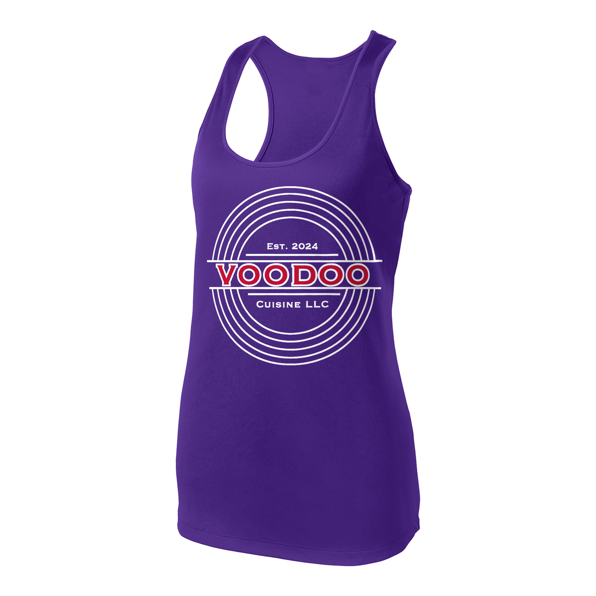 Voodoo Cuisine Women's Performance Racerback Tank - Center Seal