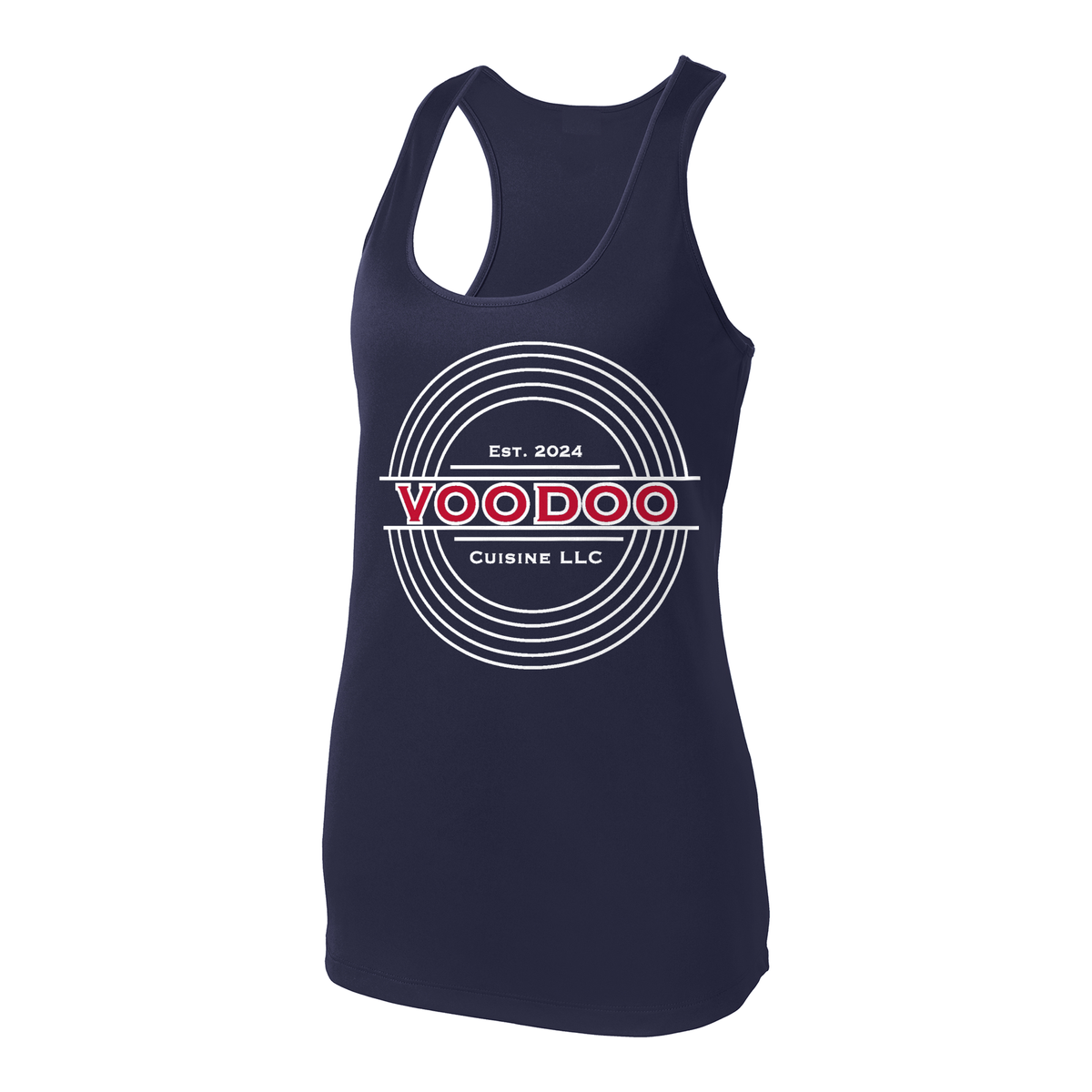 Voodoo Cuisine Women's Performance Racerback Tank - Center Seal