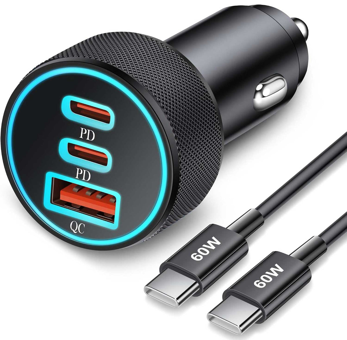 67W 3-Port USB-C Car Charger
