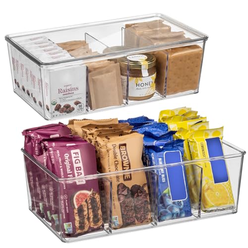 Pantry bin with divider 2 pack
