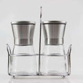 Stainless steel salt and pepper grinder set with wire stand