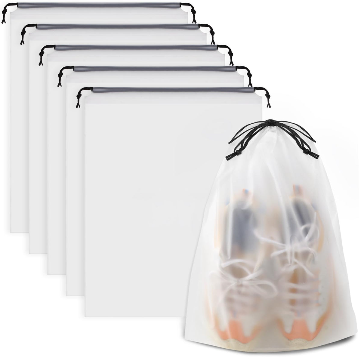 Clear drawstring travel shoe bags