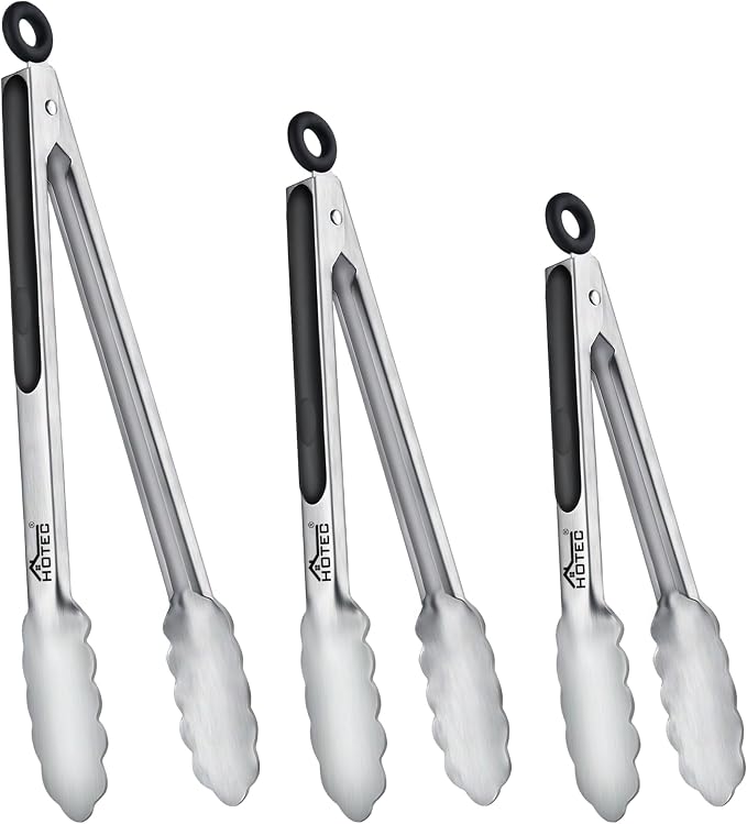 Locking metal tongs 3 piece set