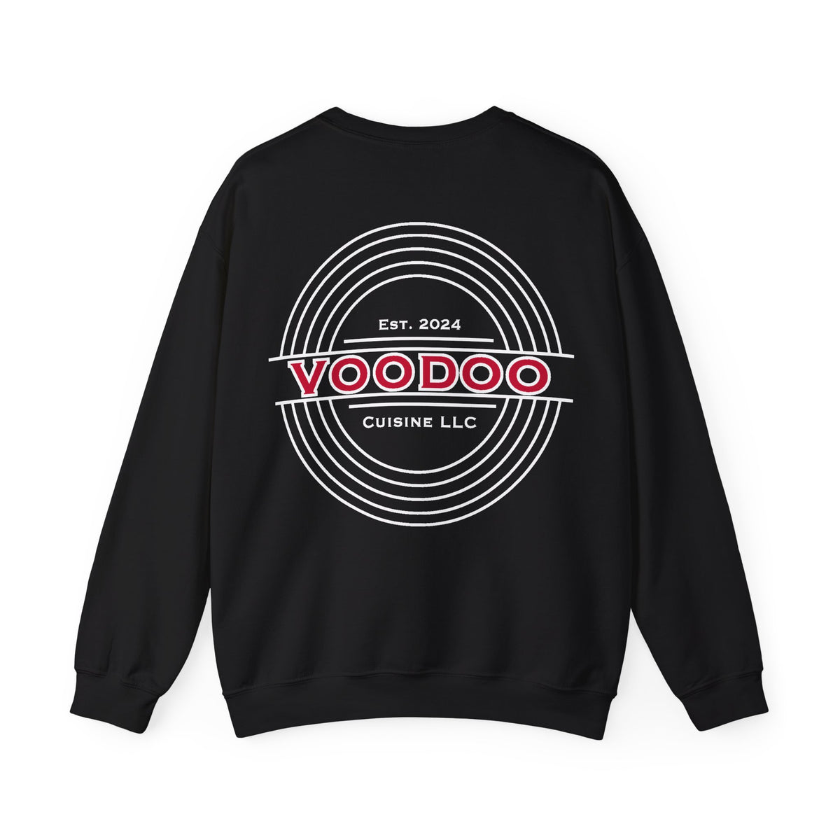 Voodoo Cuisine Everyday | Left-Chest A + Full-Back C Crewneck (Black)
