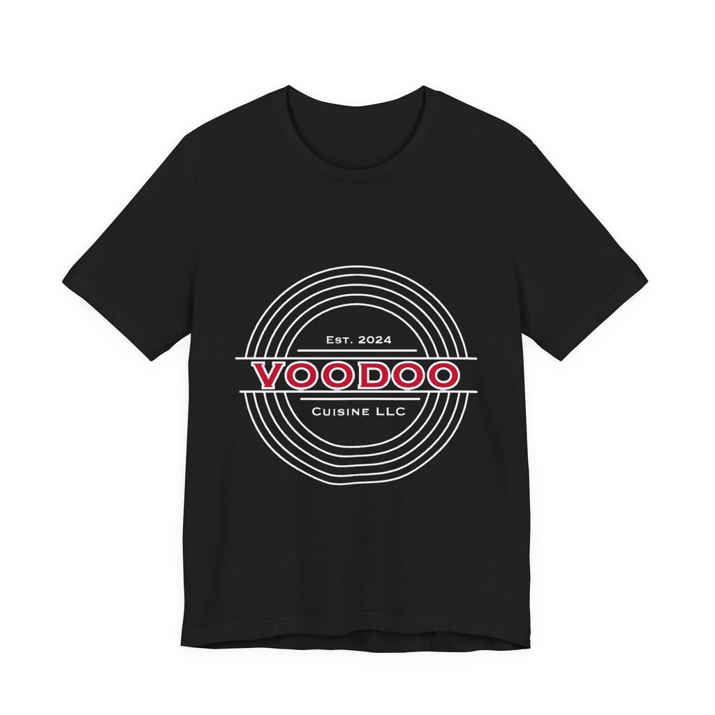 Voodoo Cuisine Everyday | Left-chest + Full-back Seal Bella+Canvas 3001 Tee (Black)