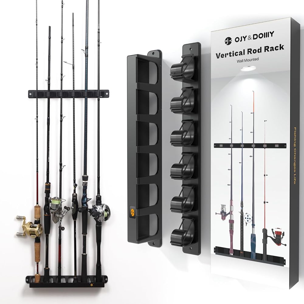 Wall-Mount Vertical Fishing Rod Rack