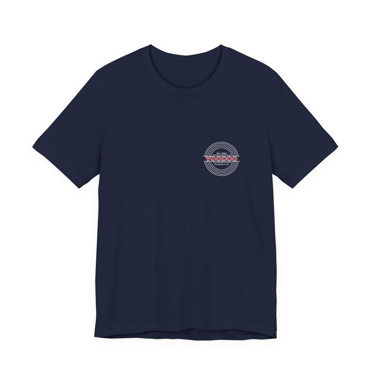 Voodoo Cuisine Everyday Tee — Left Chest Logo (Black / Navy / Forest / Maroon)