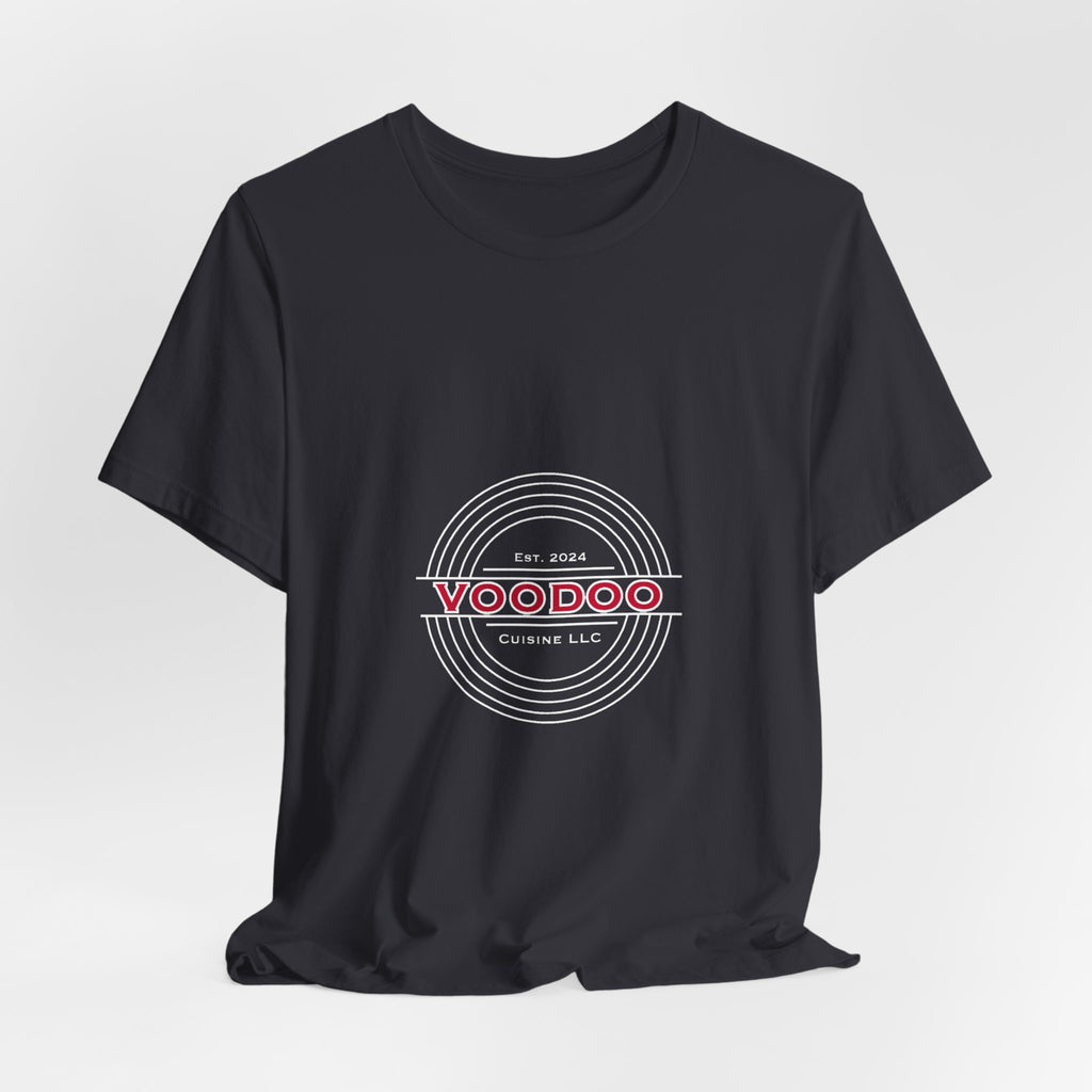 Voodoo Cuisine Everyday Tee — Left Chest Logo (Navy / Dark Grey / Forest / Maroon)