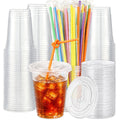 Clear 16oz cups with lids and straws 100 pack