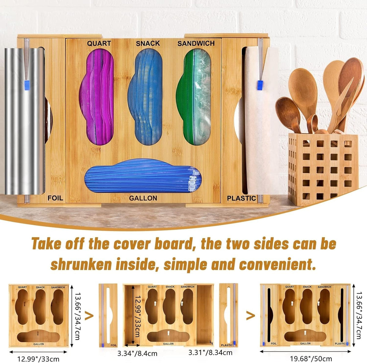 Bamboo Zip-Bag Drawer Organizer