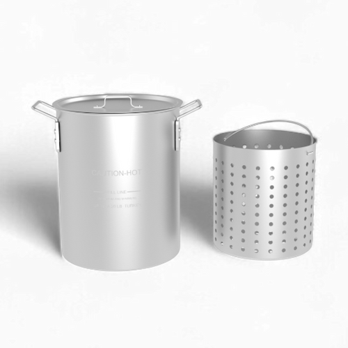 Aluminum 30qt boil pot with strainer basket
