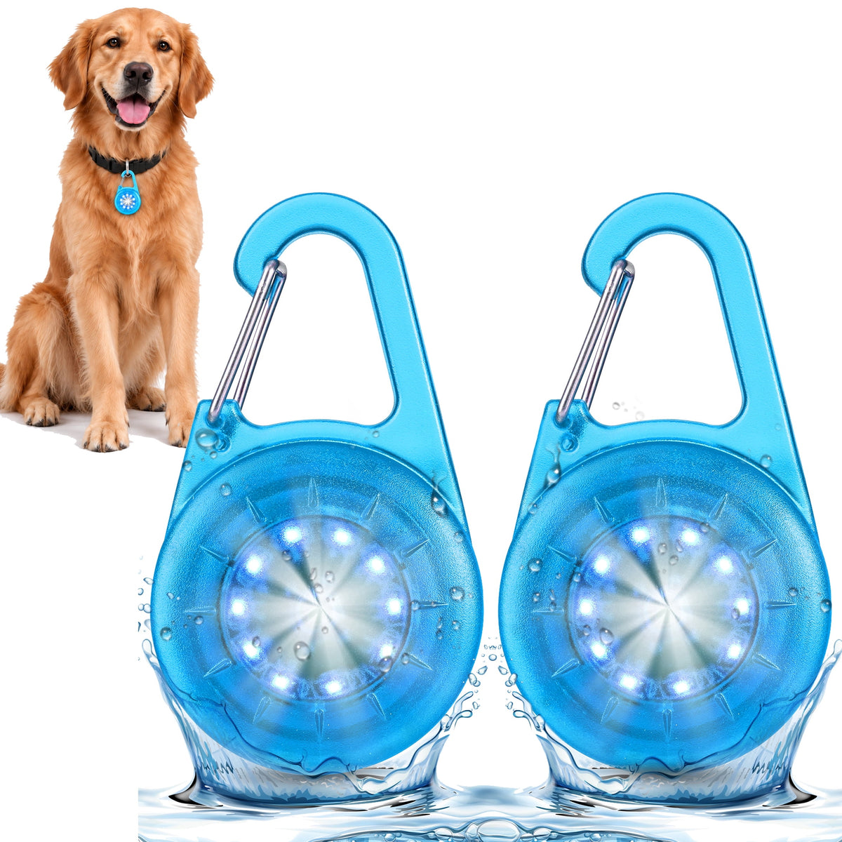 Rechargeable LED Dog Collar Light 2pk