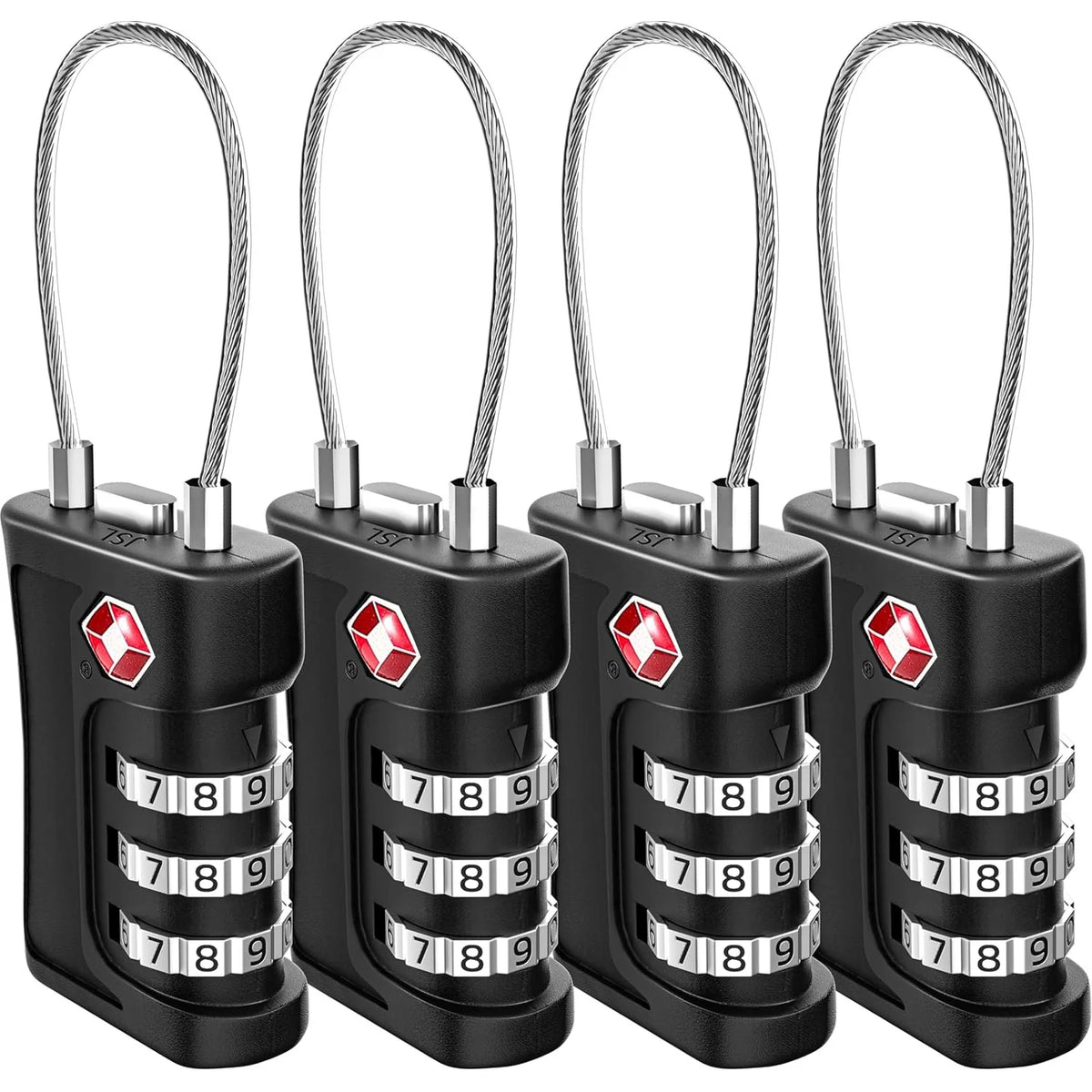 TSA-Accepted Cable Luggage Locks 4pk