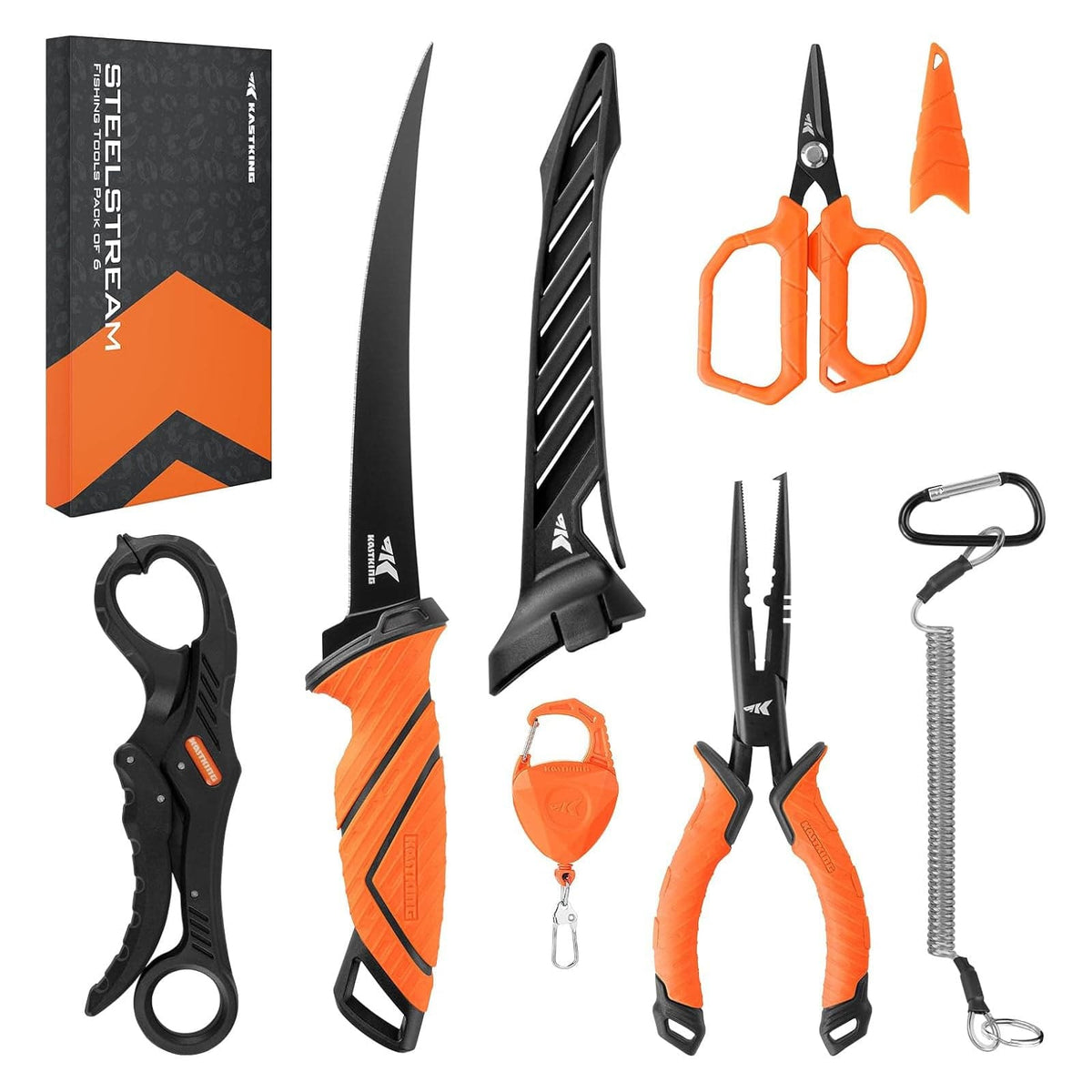 Fishing Tool Set with Pliers, Fillet Knife and Lip Gripper