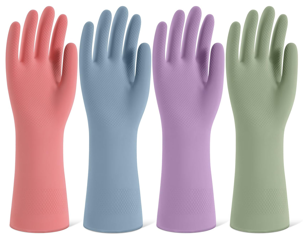 Reusable rubber dish gloves 4 pair