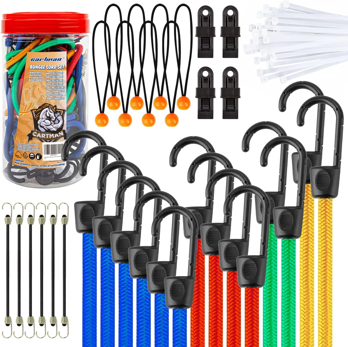 Bungee Cord Assortment with Jar