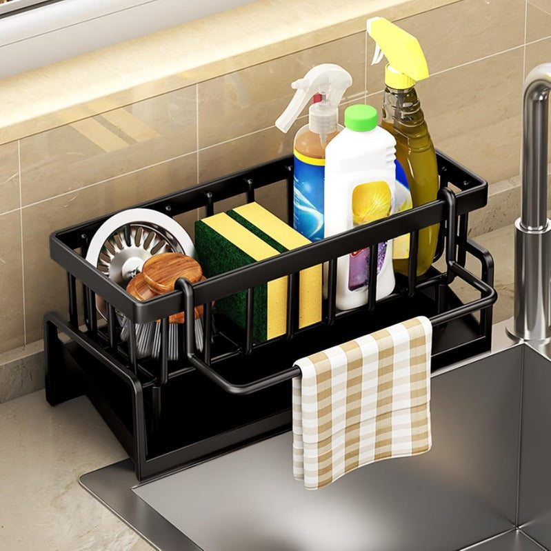 Stainless sink sponge and brush holder