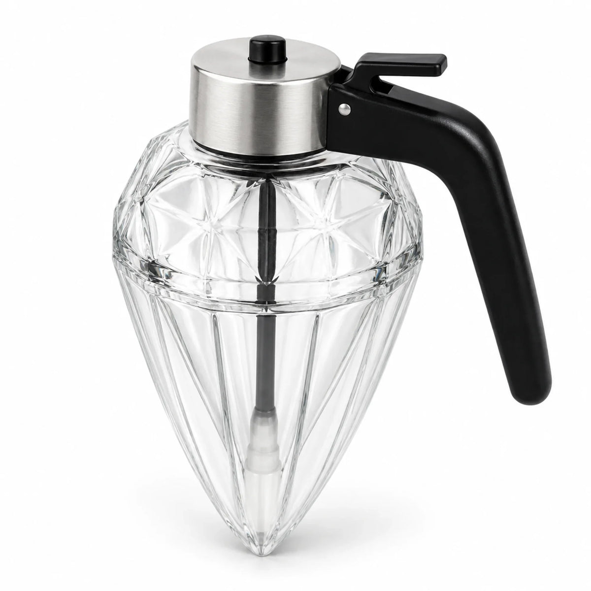 Glass honey and syrup dispenser