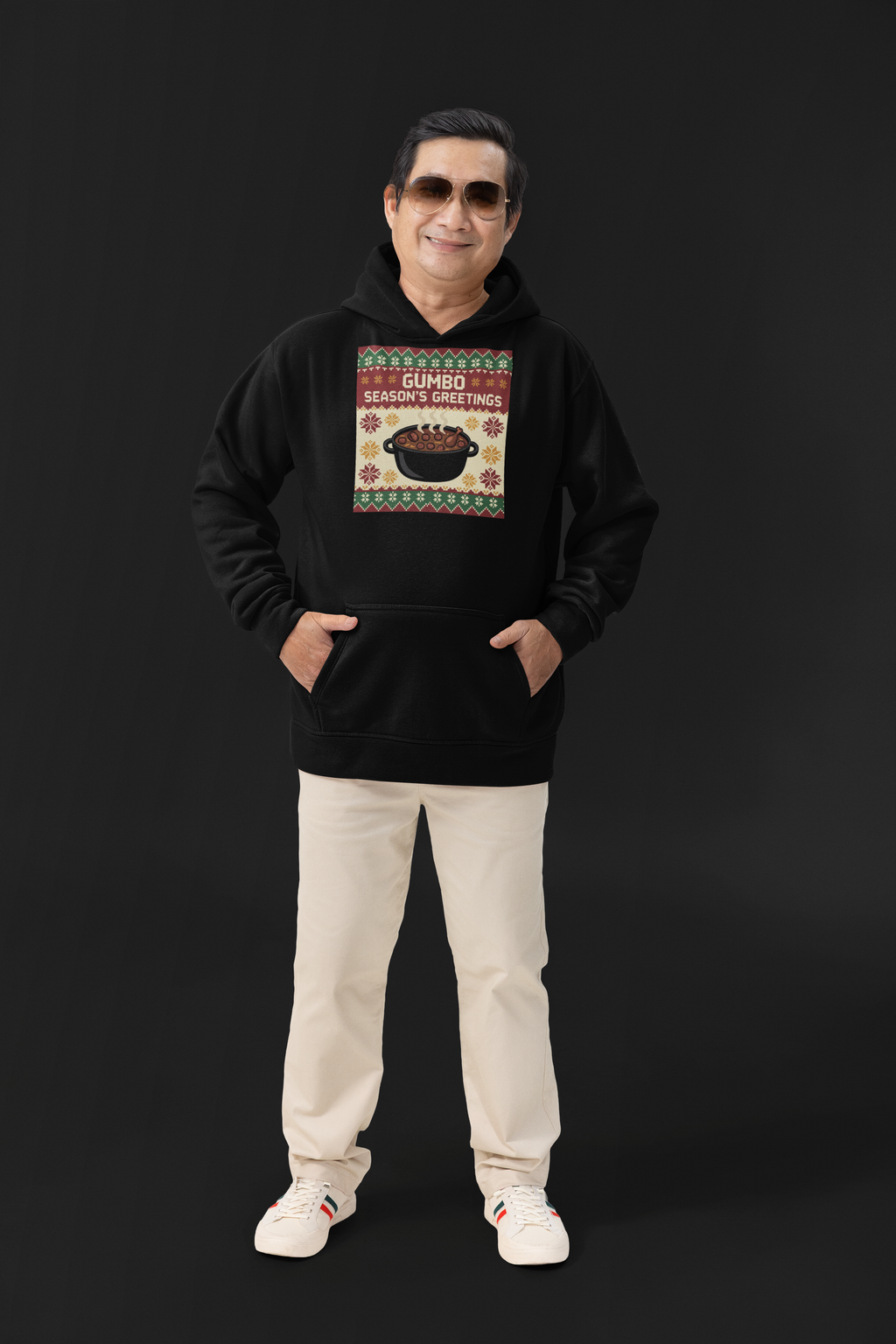 Ugly Sweater Gumbo hoodie black on-model