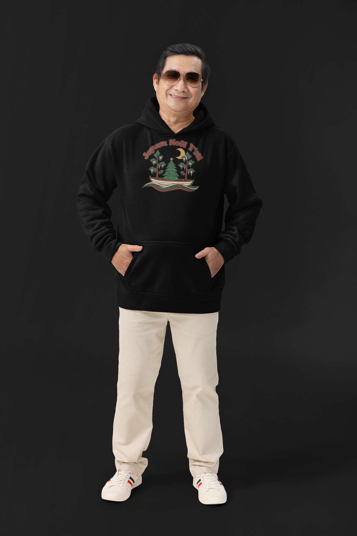 Joyeux Noel Y'all hoodie black on-model