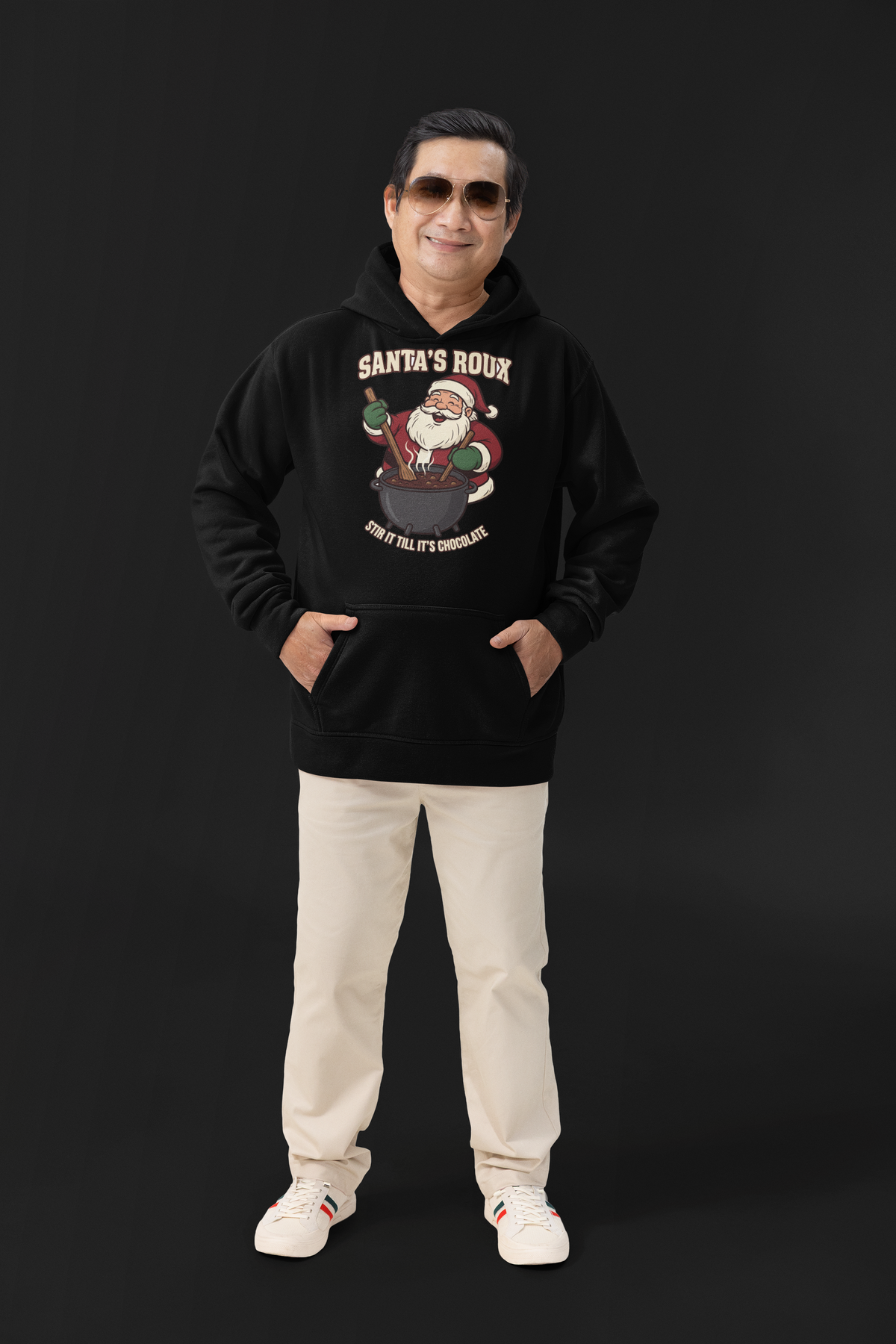Santa's Roux hoodie black on-model
