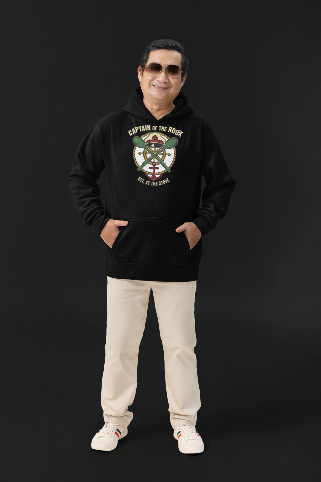 Captain of the Roux hoodie black on-model